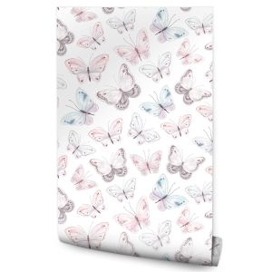 Papel Pintado Para El Dormitorio Con Papillones En Tonos Pastel 53cm x 10m