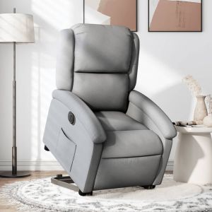 Sillón eléctrico reclinable elevable de tela gris claro qweo5208