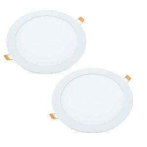 2x downlight LED 18w redondo, plano de empotrar blanco , luz cálida 3000k