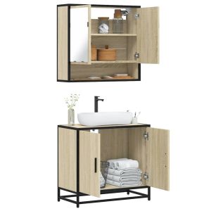 Set de muebles de baño 2 pzas madera contrachapada roble sonoma esb3343