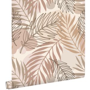 Estahome papel pintado hojas beige 50 x 900 cm