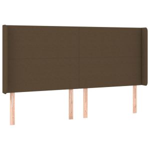 vidaXL cabecero con orejas de tela marrón oscuro 203x16x118/128 cm
