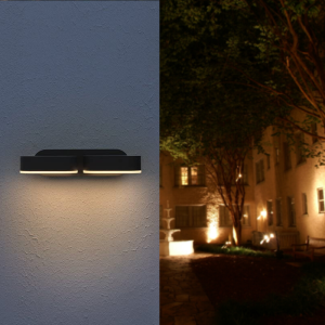 Aplique LED doble negro 12w ip54 orientable oval - blanco cálido