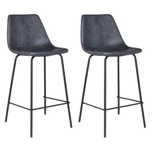 Pack de 2 taburetes de bar vintage gris oscuro de 65cm de altura lucien