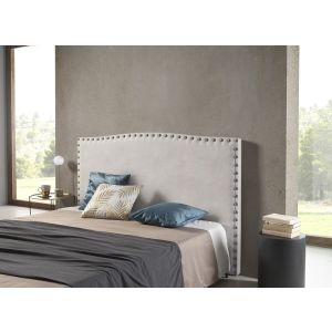Cabecero ambar para cama de 150 de tela blanco roto 154x115x8