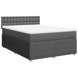 vidaXL cama box spring con colchón tela gris oscuro 140x190 cm