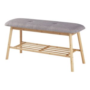 Banco zapatero römnitz estante para 3 pares bambú tela 45x90x30 cm -  gris