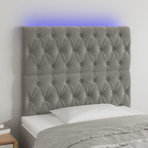 Cabecero con luces LED terciopelo gris claro 100x7x118/128 cm eso1113