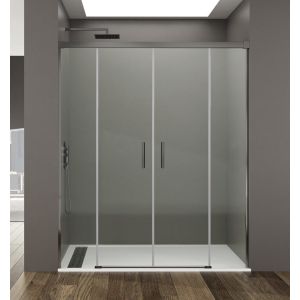 Mampara basic spazio 2 puertas + 2 fijos transparente gris titanio 140 cm