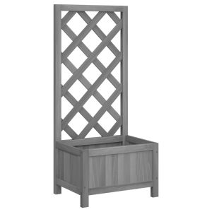 vidaXL jardinera enrejada madera maciza de abeto gris