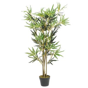 vidaXL árbol de bambú artificial con 552 hojas verde 120 cm