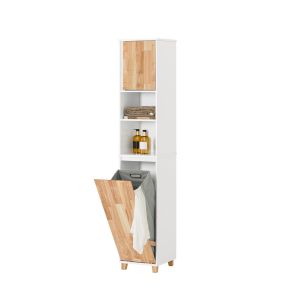 Armario para baño alto con 1 puerta y 2 estantes bzr74-w sobuy