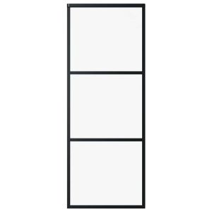 vidaXL puerta corredera de 3 paneles esg vidrio y aluminio negra 76x205 cm