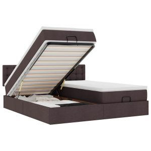 vidaXL estructura cama otomana colchones tela marrón oscuro 180x200cm