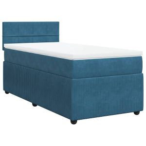 vidaXL cama box spring con colchón terciopelo azul 90x200 cm