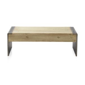 Mesa central chapada en abeto y laterales lacados metalizado, 120x60x40cm