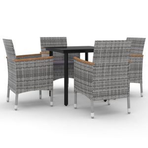 vidaXL set comedor de jardín 5 pzas y cojines ratán sintético y vidrio