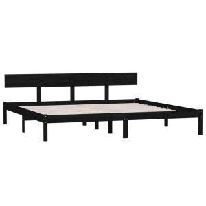 vidaXL estructura de cama doble sin colchón madera maciza negro