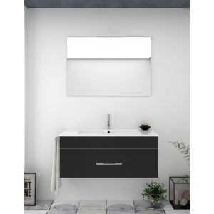 Mueble de baño florencia con lavabo y espejo 50x40cm grafito