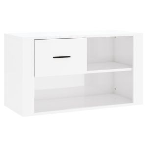 vidaXL zapatero madera contrachapada blanco brillo 80x35x45 cm