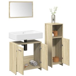 Set de muebles de baño 3 pzas madera contrachapada roble sonoma