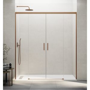 Mampara basic spazio 2 puertas + 2 fijos transparente cobre 210 cm