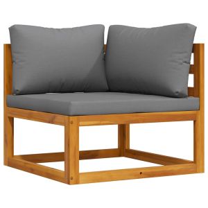 vidaXL sofá de esquina seccional y cojín gris oscuros madera de acacia
