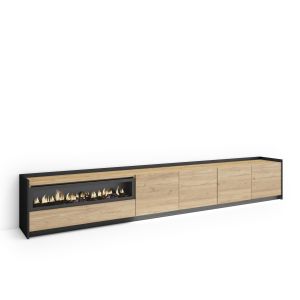 Mueble tv, 310x37x50cm, chimenea eléctrica, LED rf4868