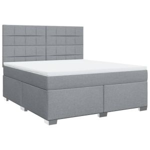 vidaXL cama box spring con colchón tela gris claro 180x200 cm