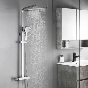 Auralum columna de ducha termostática, sistema de ducha de 2 funciones con