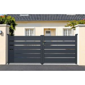 Puerta batiente regulable ancho 3m vogel h.120cm aluminio gris