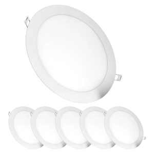 6x downlight LED 18w redondo, de empotrar blanco mate, luz neutra 4200k