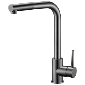 Valaz grifo de cocina extraíble redondo gun metal