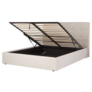 Cama con almacenaje lorient tela beige 160 x 200 cm