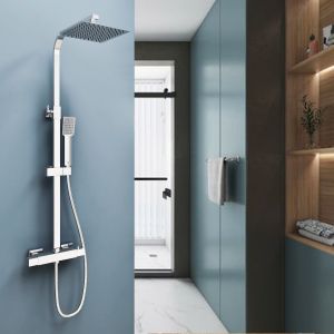 Aica columna ducha termostato cuadrada acero inoxidable 73-115cm