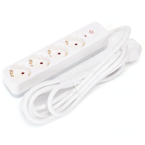 Aigostar regleta 4 enchufes, alargador 3m con interruptor, blanco