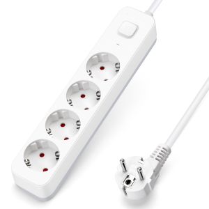 Aigostar regleta 4 enchufes, alargador 1.5m con interruptor, blanco