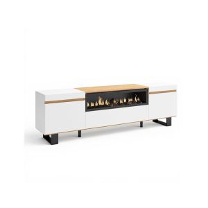 Mueble tv kavos up con chimenea blanco - roble nude