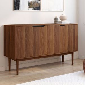 Id market buffet 3 puertas 140 cm moderno efecto madera de nogal