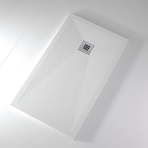 Plato de ducha pizarra onda blanco  80x120 cm rejilla acero inox.
