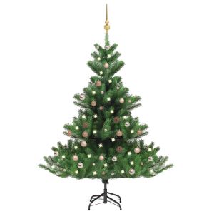 vidaXL árbol de navidad abeto nordmann con LEDs y bolas verde 180 cm