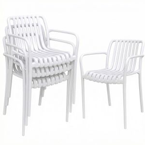 Sillas de jardín 55x58.5x81.5 cm pp color blanco Outsunny