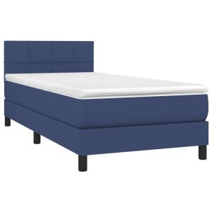 vidaXL cama box spring con colchón tela azul 90x200 cm
