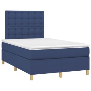 vidaXL cama box spring con colchón tela azul 120x190 cm
