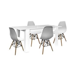 Mesa extensible de comedor o cocina blanco + 4 sillas estilo nordico