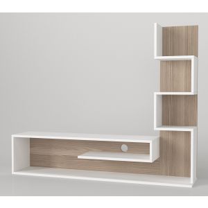 Mesa de tv 150 cm blanco córdoba con estantería