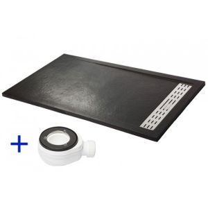 Plato de ducha premium negro ral 9005 90x130
