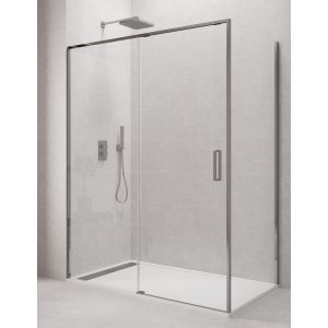 Mampara de ducha angular cetus 1+1 125x70 cm perfíl cromo