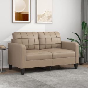 Sofá de 2 plazas de cuero sintético color capuchino 140 cm es6660