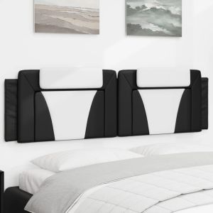 Cabecero de cama acolchado cuero sintético negro blanco 180 cm eso2452